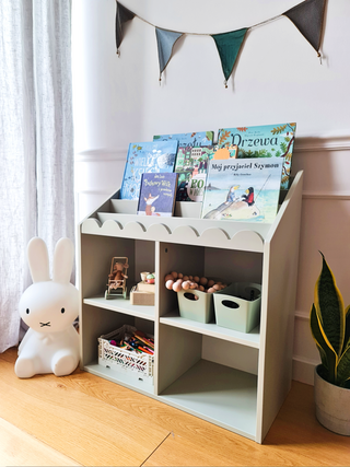 Children’s Montessori bookcase with 4 spacious shelves Juno green 33x71 cm