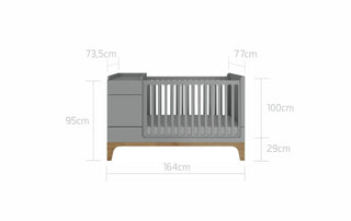 Convertible bed 70x120/160 cm Brio grey for babies and toddlers