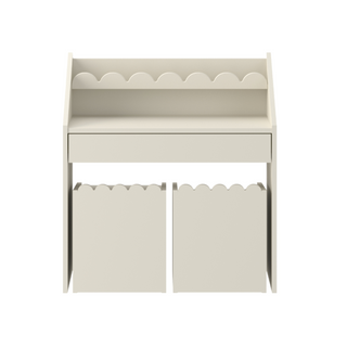 Children's Montessori desk with drawer and one chair Juno latte
