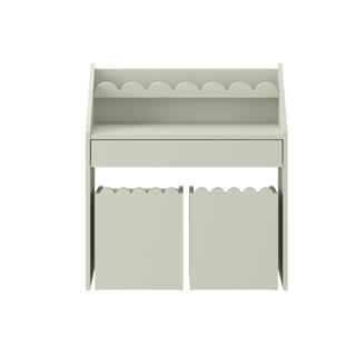 Children's Montessori desk with drawer and one chair Juno  green