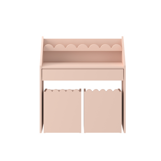 Children's Montessori desk with drawer and one chair Juno pink