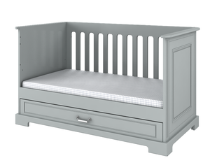 Baby room INES Neutral grey: Cot/Toddler bed 70x140 with drawer | 2-door wardrobe | 4-drawer changing table| Leaf enlarger