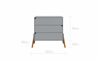 Changing table Iris grey with changing top and 3 drawers