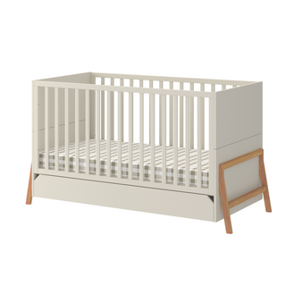 Complete baby room Iris beige | Convertible bed with drawer, wardrobe, changing table and changing top