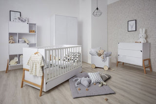 Baby room LOTTA Snow: Cot/Toddler bed 70x140 with drawer | 2-door wardrobe | 3-drawer changing table | Ona's furniture - kids room furniture