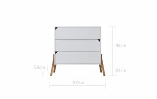 Changing table Iris white with changing top and 3 drawers