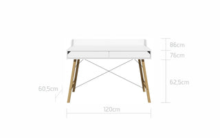 Children's desk with 2 spacious drawers Iris beige 60x120 cm