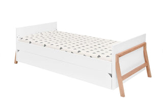 Storage bed 90x200 Iris white with drawers on wheels