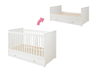 Complete baby room Lulu | Convertible bed with drawer, wardrobe, changing table and changing top