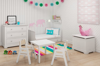 Complete baby room Lulu | Convertible bed with drawer, wardrobe, changing table and changing top