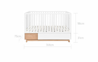 Children's bed with drawer and bookcase 70x140 cm Spots for babies and toddlers