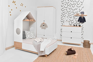 Complete baby room Spots | Convertible bed with drawer and bookcase, wardrobe, changing table and changing top