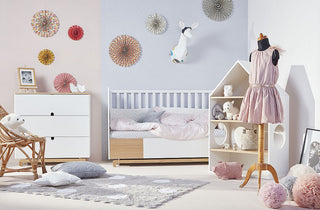 Baby room NOMI: Cot/Toddler bed 70x140 with drawer | 2-door wardrobe | 3-drawer changing table