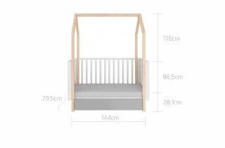 Complete baby room Savannah | Convertible bed with drawer and mattress, wardrobe, changing table and changing top