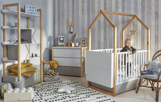 Baby room PINETTE: Cot 70x140/Junior bed 70x160 with drawer | 2-door wardrobe | 3-drawer changing table | Ona's furniture - kids room furniture