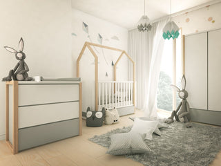 Baby room PINETTE: Cot 70x140/Junior bed 70x160 with drawer | 2-door wardrobe | 3-drawer changing table | Ona's furniture - kids room furniture