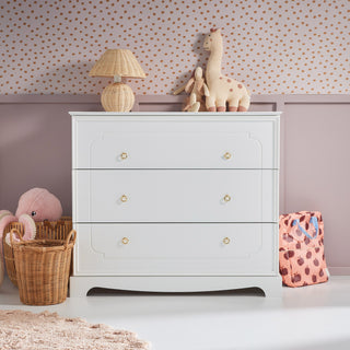 Baby Room ROYAL Timeless white: Cot/Toddler bed 70x140 with drawer | 2-door wardrobe | 3-drawer changing table | Ona's furniture - kids room furniture