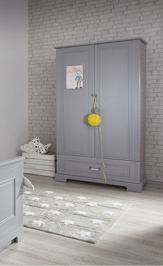 Complete babykamer INES Neutral grey: Babybed/Peuterbed 70x140 met lade | 2-deurs kledingkast | 3-lades commode