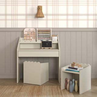 Children's Montessori desk with drawer and shelf Juno latte 33x71 cm