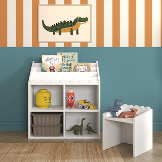 Kinder Montessori-boekenkast met 4 ruime planken Juno sneeuwwit 33x71 cm