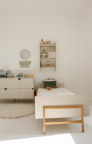 Storage bed 90x200 Iris beige with drawers on wheels
