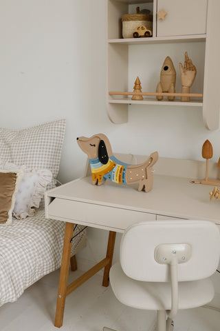 Children's desk with 2 spacious drawers Iris beige 60x120 cm