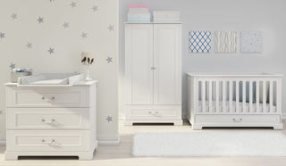 Cot/Toddler bed 70x140 with drawer INES Elegant white | Ona's furniture - kids room furniture