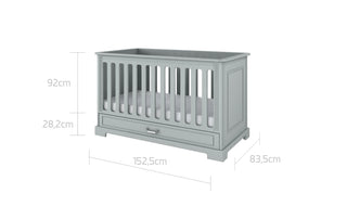 Cot/Toddler bed 70x140 with drawer INES Neutral grey | Ona's furniture - kids room furniture