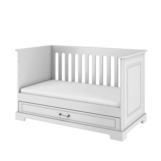 Cot/Toddler bed 70x140 with drawer INES Elegant white | Ona's furniture - kids room furniture