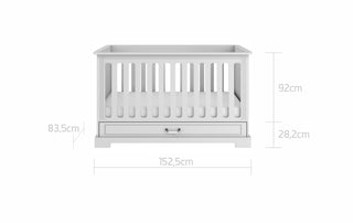 Cot/Toddler bed 70x140 with drawer INES Elegant white | Ona's furniture - kids room furniture