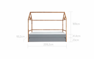 House bed 90x200 with drawer LOTTA Grey | Ona's furniture - kids room furniture
